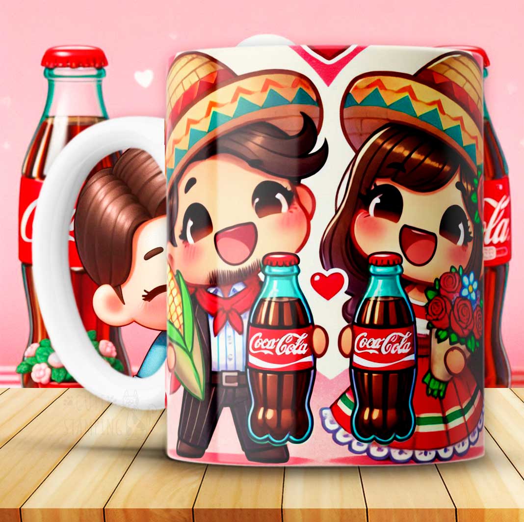 12 Tazas Coca Cola San Valetín
